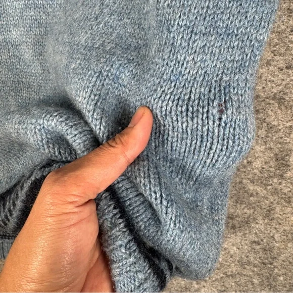 Merino Knitwear Blue Fair Isle Wool Sweater Nordic Pattern Denmark Fisherman - Picture 12 of 15